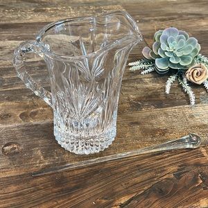 VINTAGE Crystal pitcher with glass stir stick - 10/10